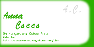 anna csecs business card